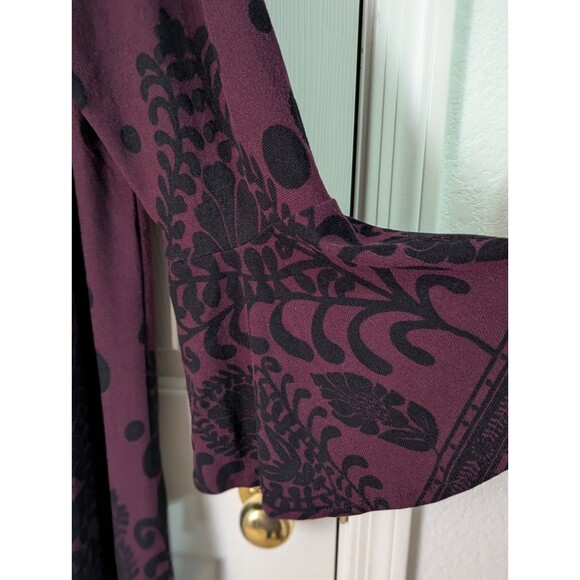 NWT Reborn Tunic Dress Plus 3x Maroon Black Damask Boho Stretchy Flounce Sleeves - Picture 5 of 14